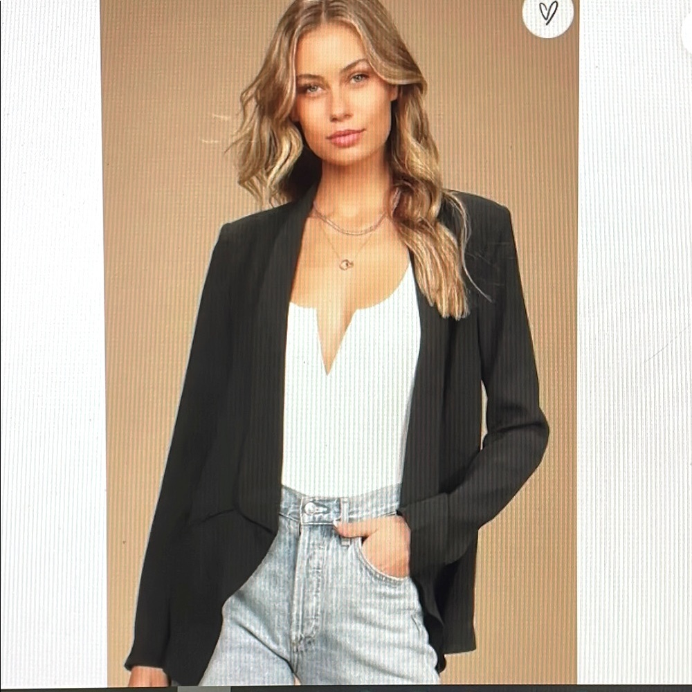 Lulus Miss Punctuality Lightweight Black Open Front Women's Blazer Size Small